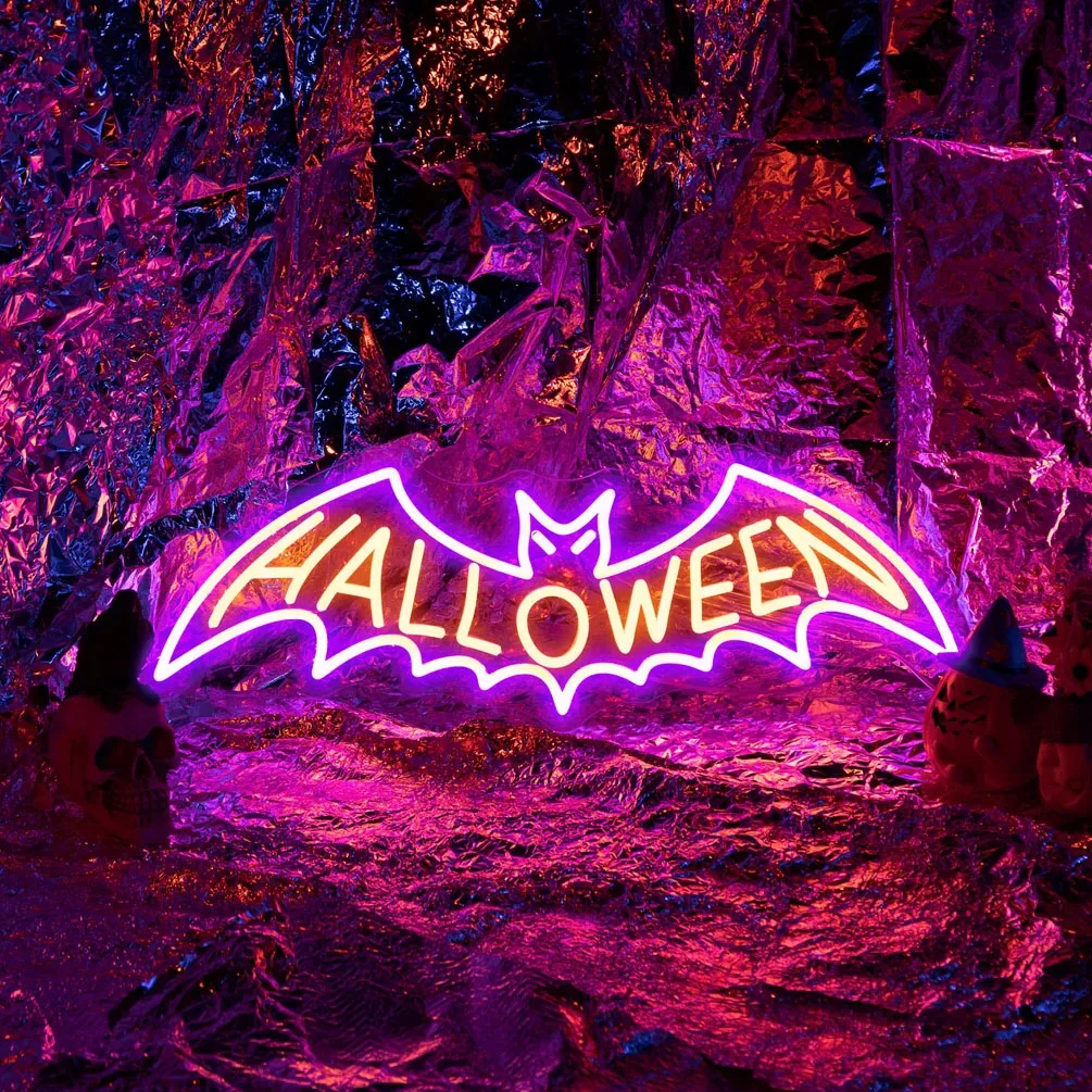 

Halloween Neon Sign With Bat, Custom Halloween Neon Sign, Battery Operated Neon Sign Halloween Decor, Party Night Neon Sign