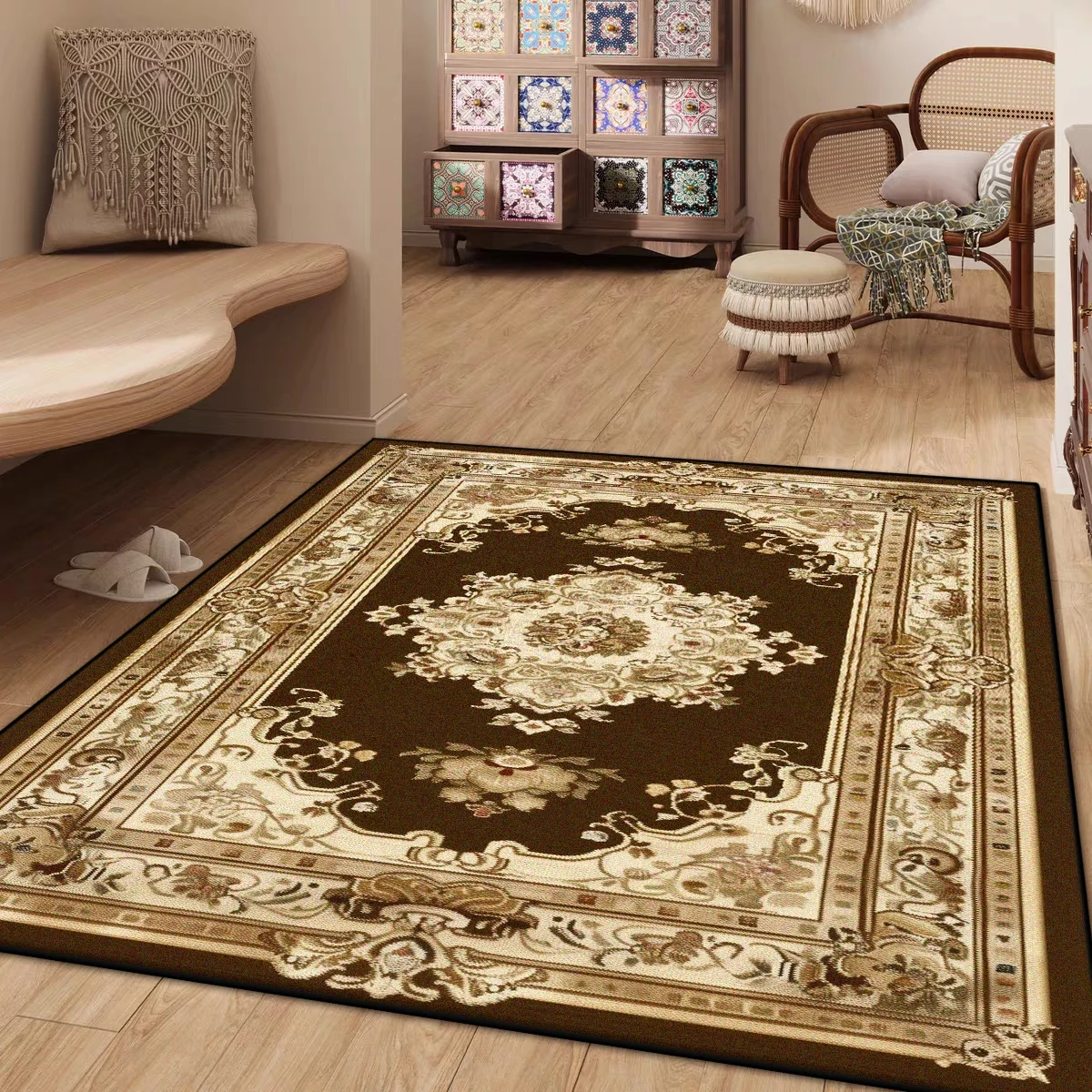 

Ретро американский стиль ковер для отдыха мягкий пушистый ковер коврики для гостиной большой площади противоскользящие напольные коврики прикроватная тумбочка спальня коричневый Carpe