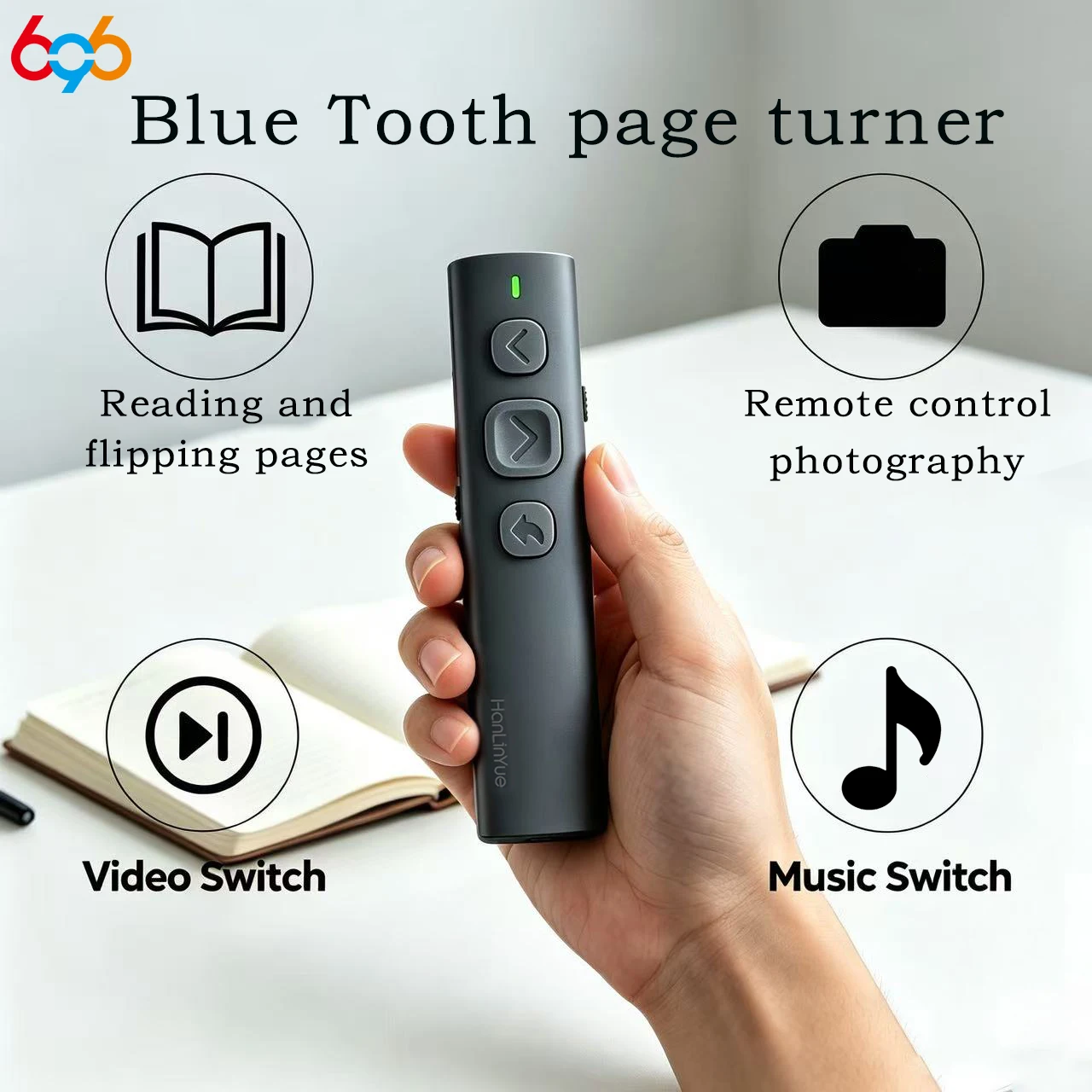 Multi-Function Blue Tooth Remote Control E-Book Page Turner Remote Photo Capture Video/Music Switching For Mobile Phone Tablet