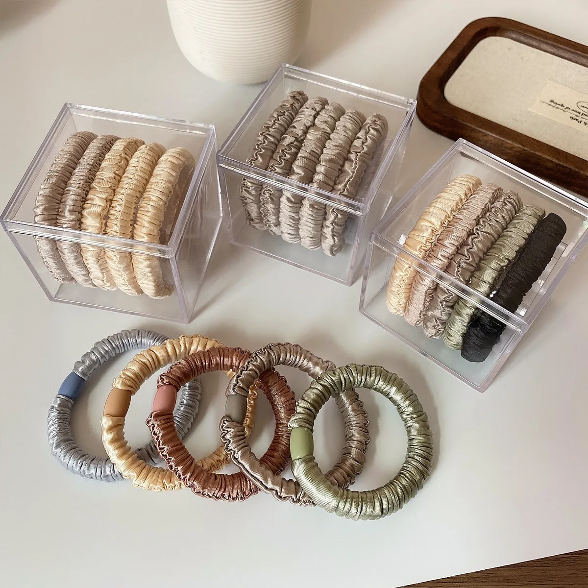 5-Pack Basic High-Elasticity Hair Ties Simple Practical Canned Hair Bands for Quick Styling