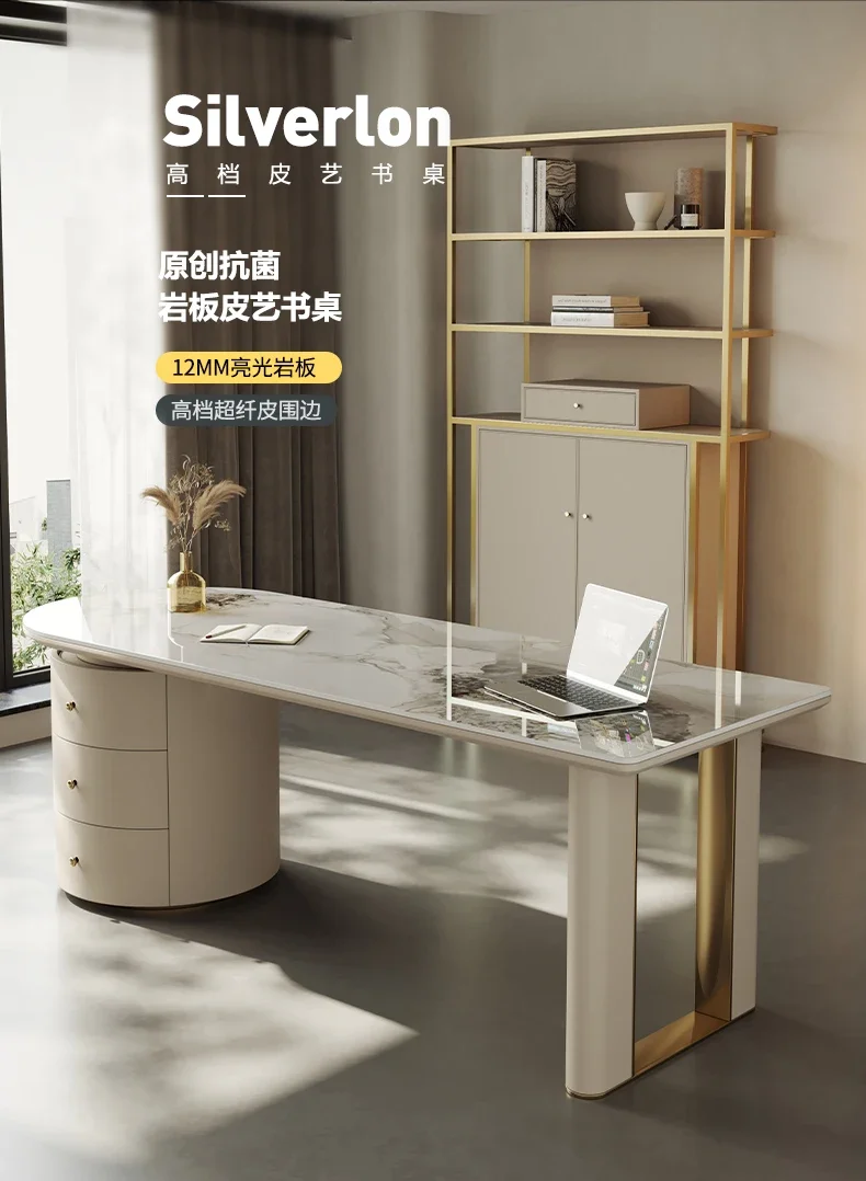 

A Modern simple light luxury rock slab Italian computer desk high-end writing desk
