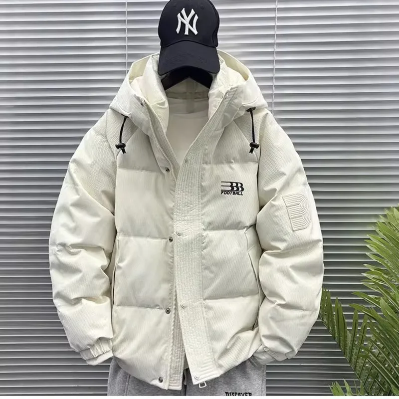 Herren-Wintermode, vielseitige, dicke, warme Brotjacke, lockere und einfache trendige Marken-Outdoor-Arbeitskleidung, Daunenjacke mit Kapuze