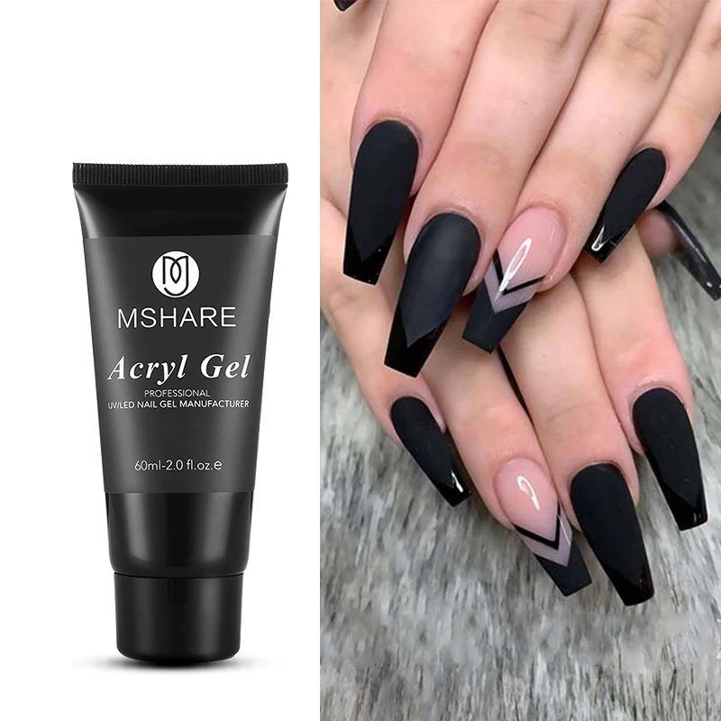 MSHARE Poly Nails Acryl Gel 60 ml Builder UV Led Acrylgel Nägel Extensions Acryl Rosa Weiß Klar Acryl Hema Tpo Free Gel