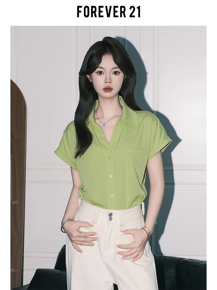 

Forever 2 Fre een Loose Casual Ne irt Women's Korean Sle Cotton Linen ort Sve Top Breathable Skin-friendly