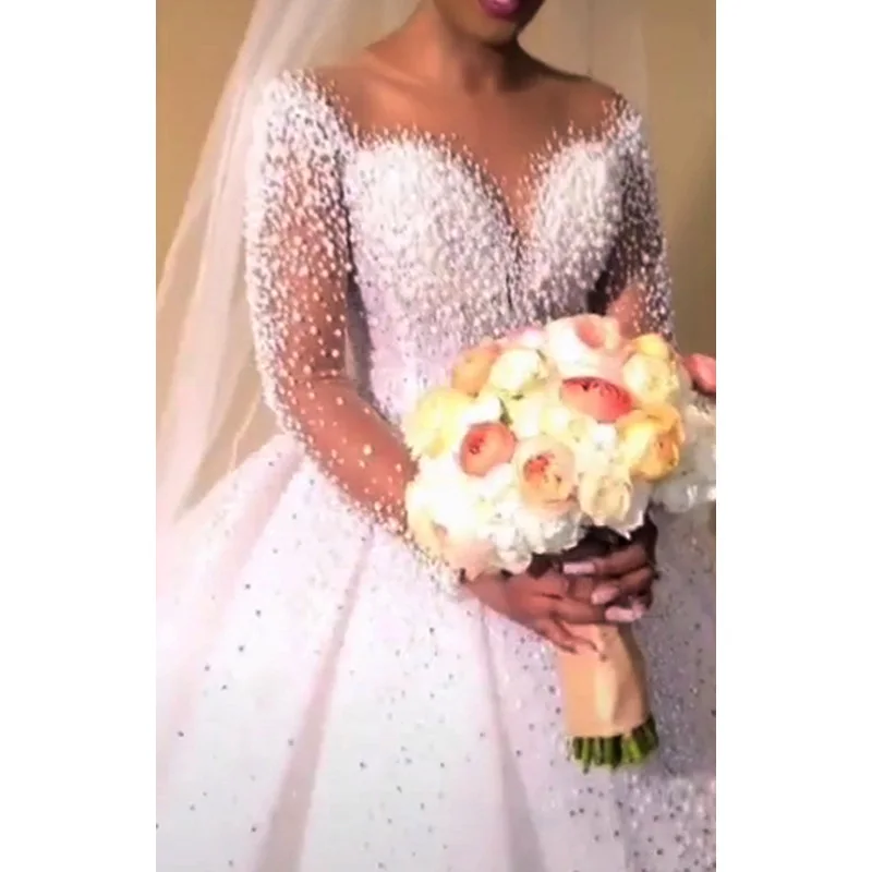 Robe de mariée sirène en ivoire personnalisée pour femmes, longue traîne élégante, robe de mariée perlée de luxe, patients, quelle que soit la robe de mariée Bling, haut de gamme