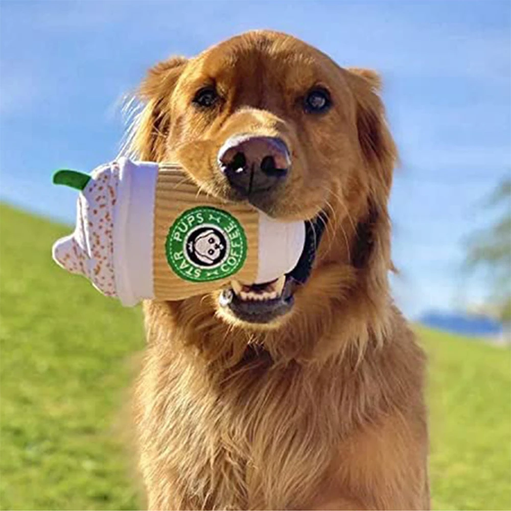 Pet Toy Milk Tea Cup Dog Chew Vocal Plush Toy Bite-resistant Toy Interactive Educational Pet Accessories For Dogs and Cats