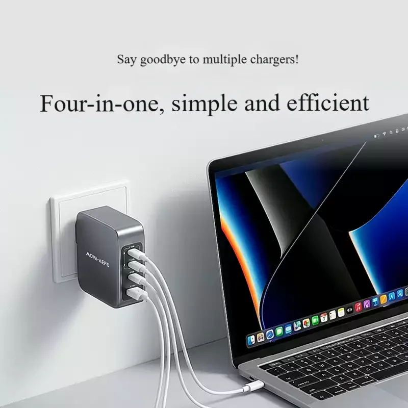 MOVA-AEFD 140W 4-Port GaN Wall Charger PD3.1 PPS UFCS Multi-Device Charging Compact Foldable Charger for Notebook Smartphone