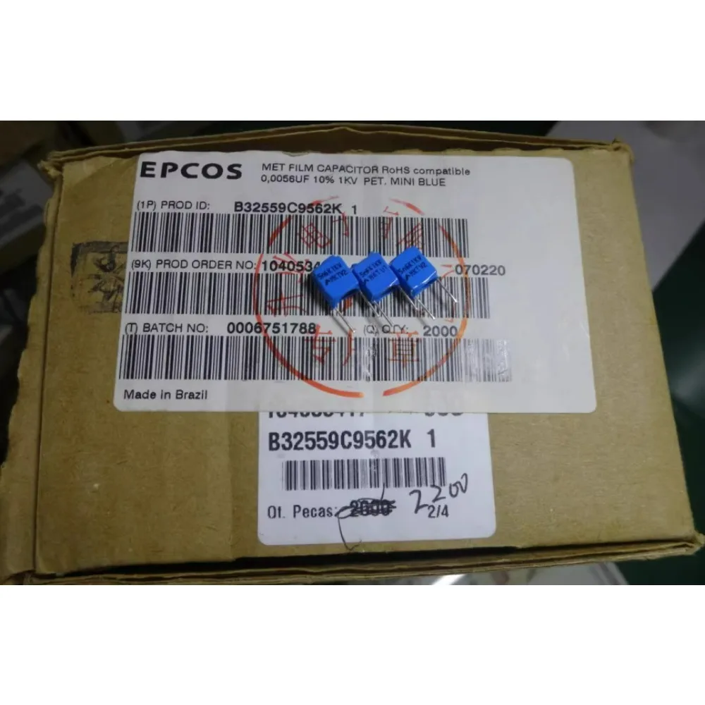 

10PCS EPCOS 0.0056uf/1000v 5.6nf 5600pf 562 New 5mm Layer Cake Capacitor B32559C9562K