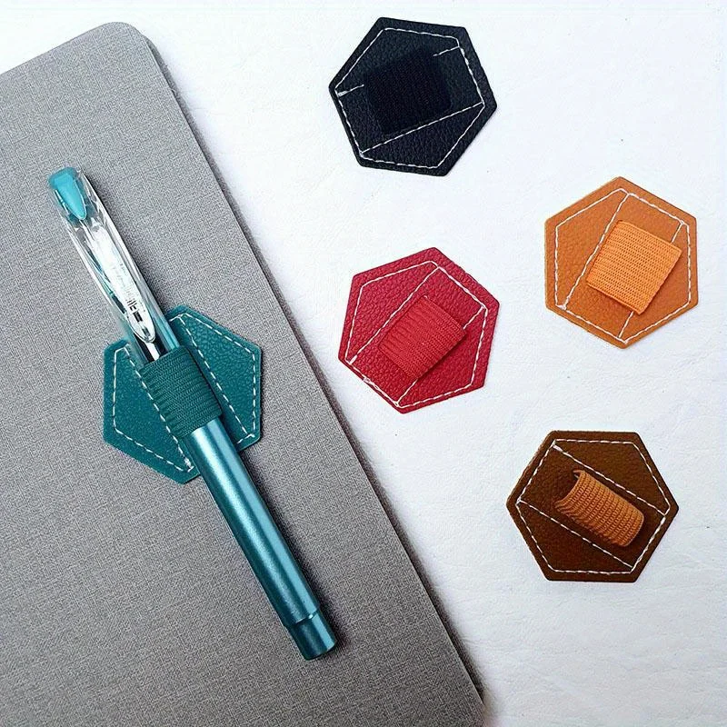 

2Pcs Multicolor Self-adhesive Pen Clips Elastic Loop Leather Pencil Holder Pen Holder Organizer Office Stationery Portable