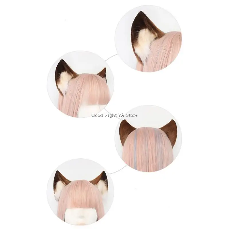 여자 고양이 귀 모양 머리띠 플러시 코스프레 애니메이션 캐릭터 코스프레 헤어 후프