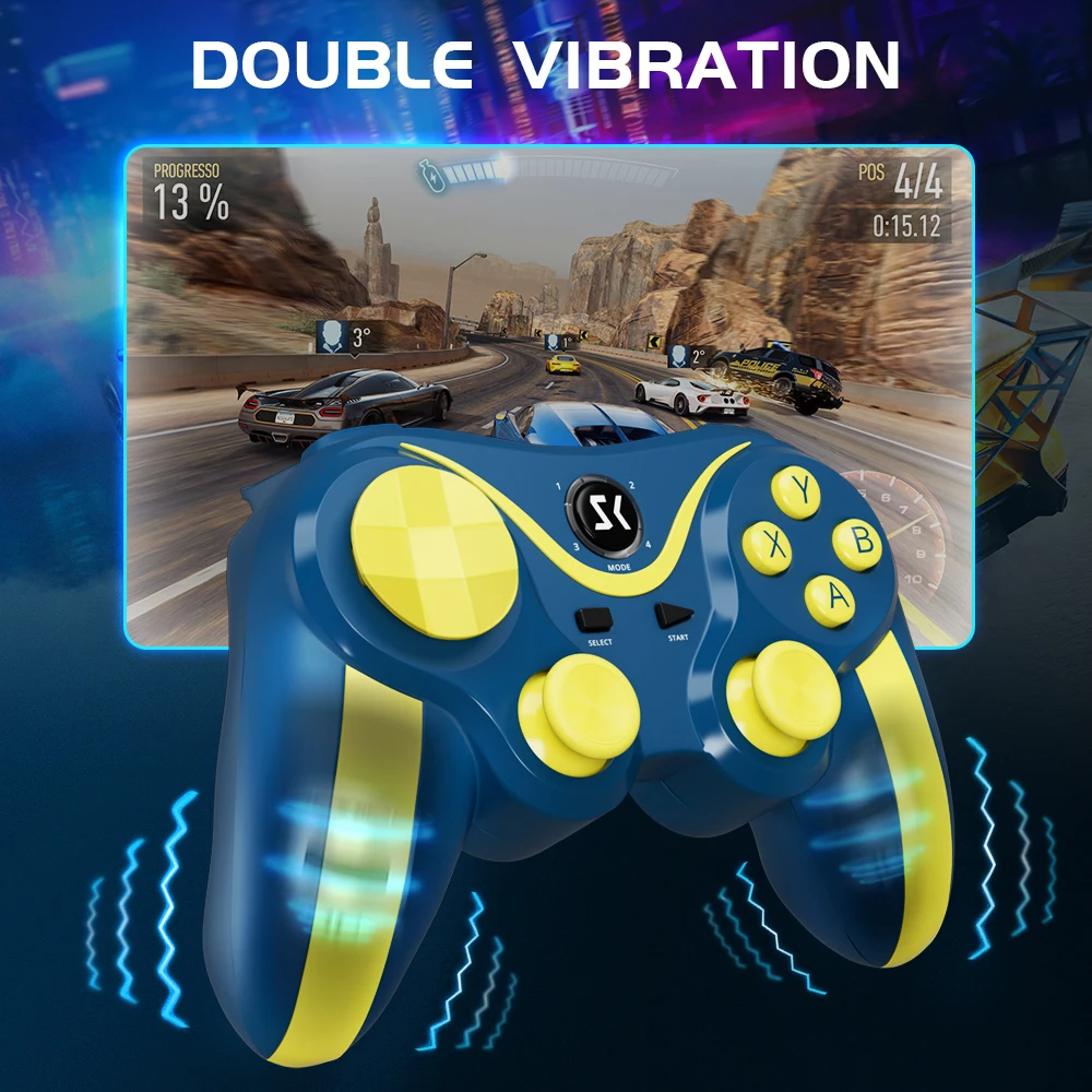 ISHAKO Gamepad Android kontroler bezprzewodowy Bluetooth 2.4G klucz mapowania Joystick idealny dla PS4 dla iOS przełącznik TV, pudełko PC Gam