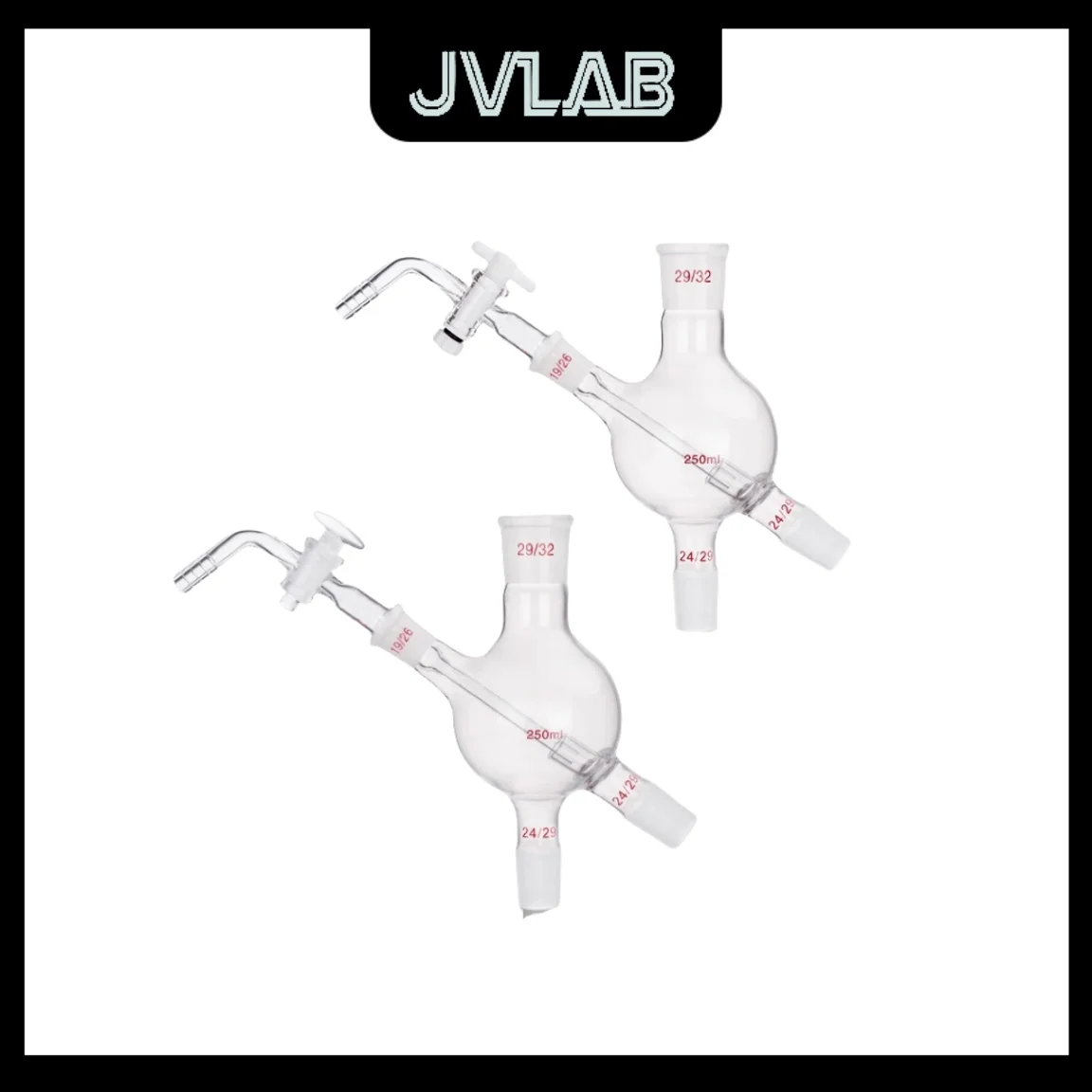 

4-Way Borosilicate Glass Bottle 250ml 4-Neck Evaporation Flask with Ground Joints for Chemical Reactions JVLAB