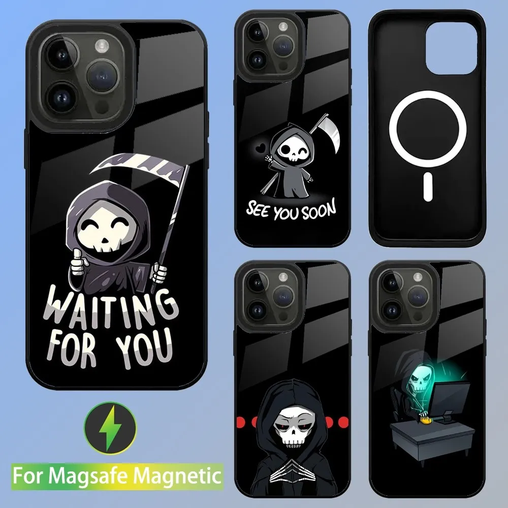 

Skull Skeleton Grim Reaper Cute Phone Case For iPhone 15,14,13,12,11,Plus,Pro,Max Mini Magsafe Magnetic Wireless Charging