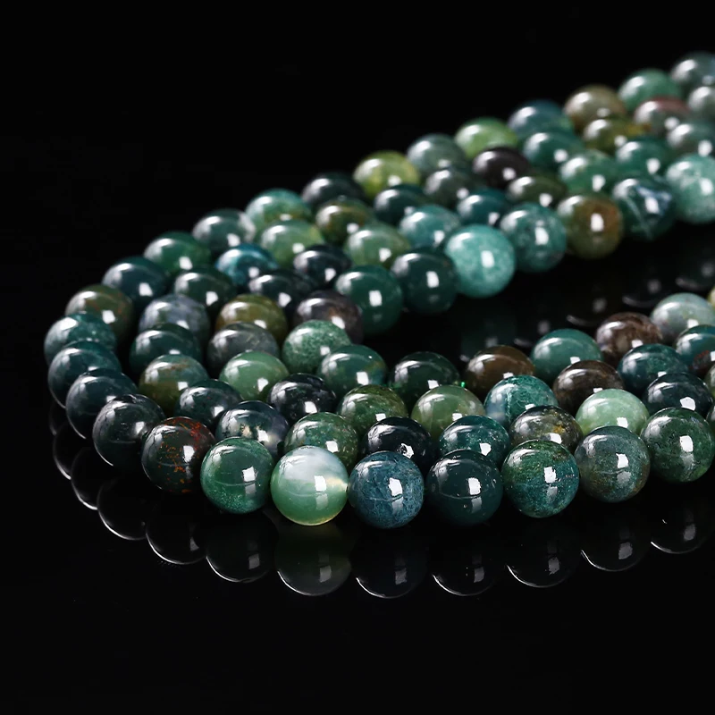 4 6 8 10mm Natural Stone Moss Grass Agate Bead Round Loose Spacer Seed Bead For Jewelry Making Diy Necklace Bracelet Accessory