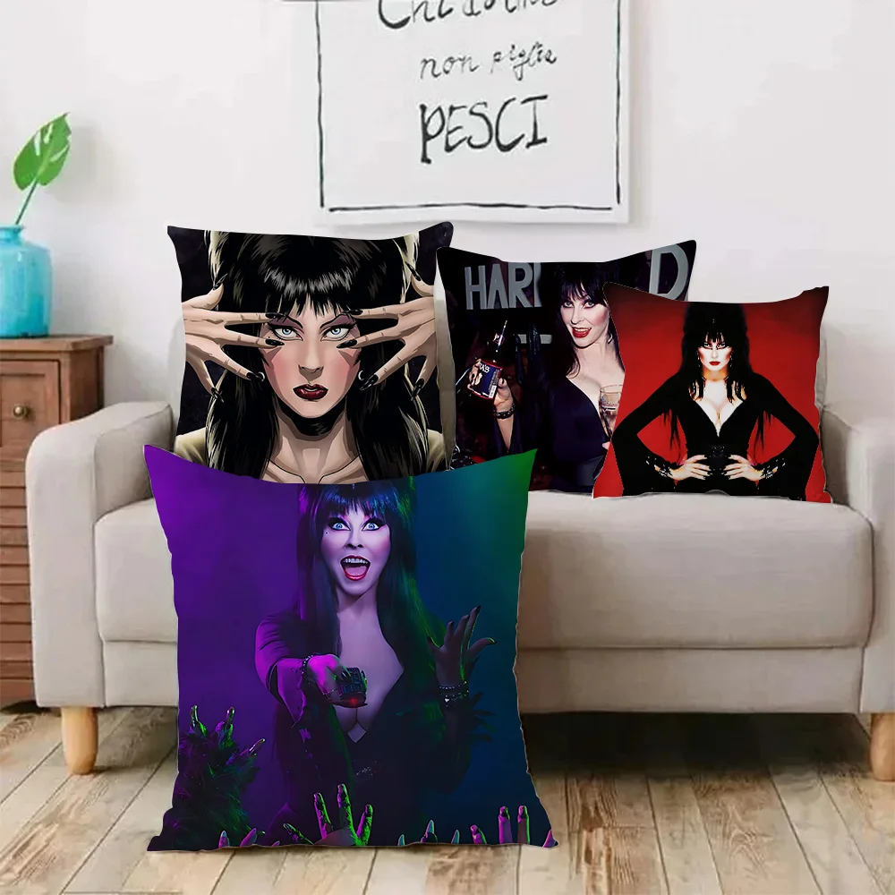 E-Elvira Mistress of the Dark Pillow Covers Cartoon Sofa Decorative Home Double-sided Printing Short Plush Cute Cushion Cover