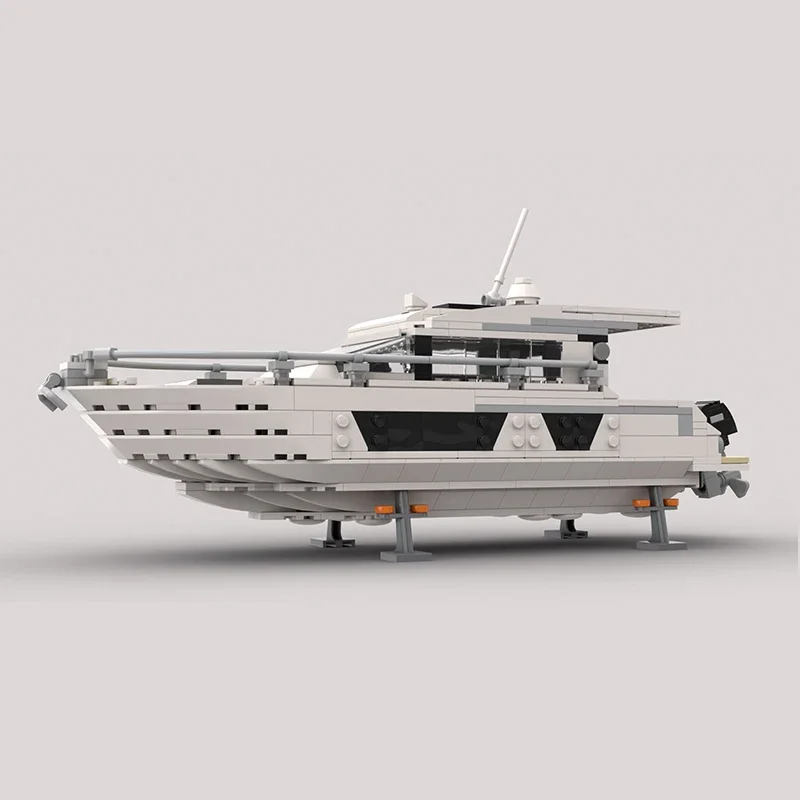 MOC-Boat Model Outboard Motor Yacht Blocos de Construção Modulares, Technical Moc Bricks, Brinquedos DIY Conjuntos, Montagem Presentes para Crianças