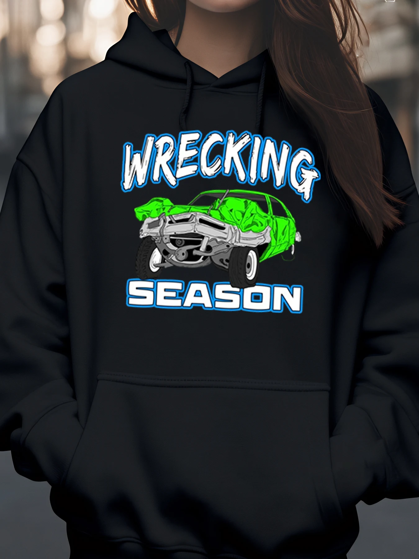 

Толстовка с графическим принтом Wrecking Season Car для повседневной одежды для мужчин и женщин