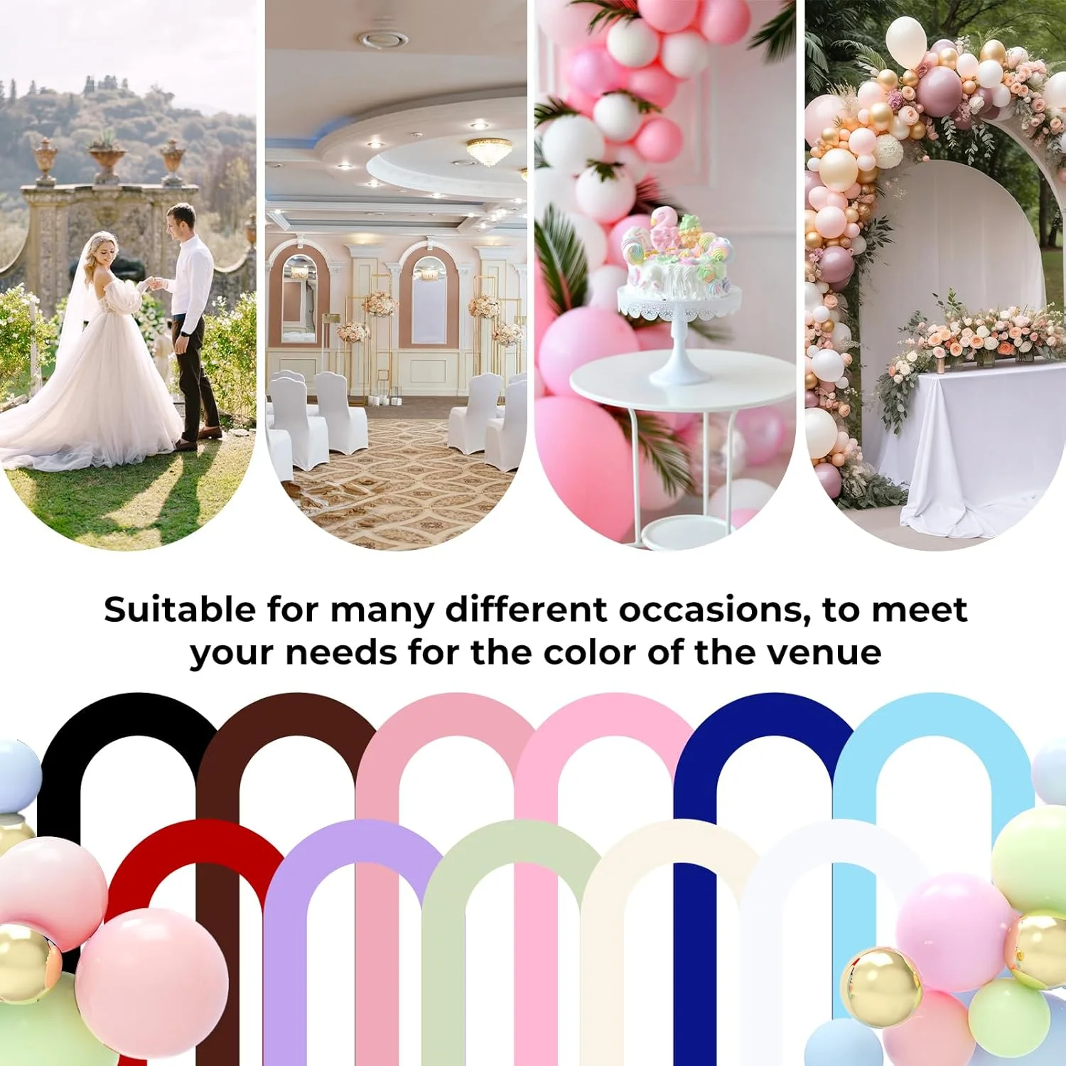 Spandex Open Arch Backdrop Fitted Double-Sided U-shaped Wedding Arch Round Top Chiara Stand Cover for Ceremony Birthday Party