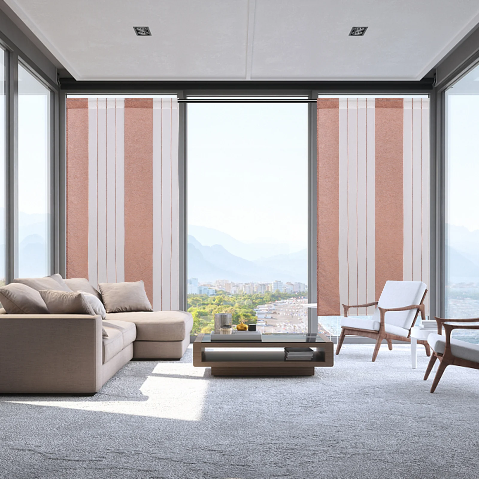 

Multicolor Striped Window Sheer Curtain Minimalist Voile Modern Curtain 100x200cm for Bedroom Living Room Window Tulle