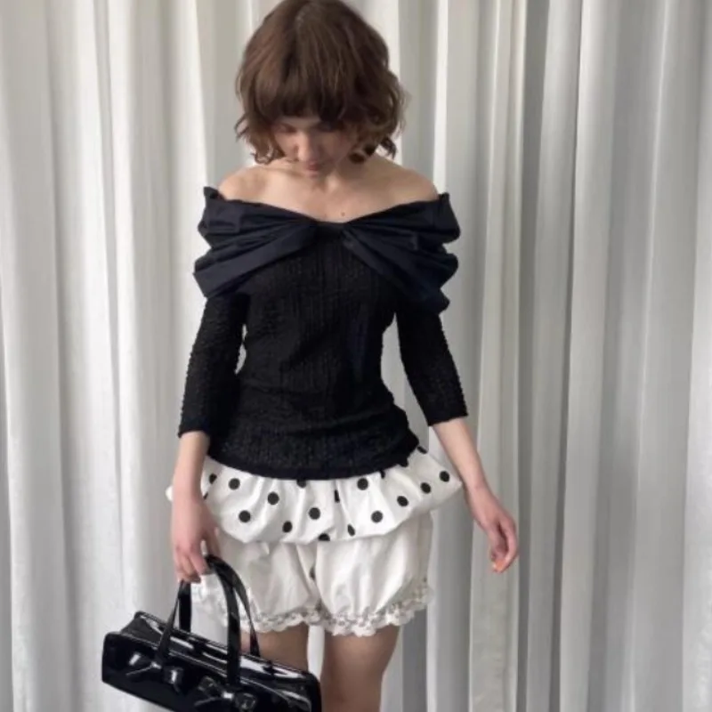 Sweet Flounce-Hem Bubble Skirt, Women's Waist Polka Dot Puffy Mini Skirt, Kawaii Vintage Casual Everyday Layering Short Skirt