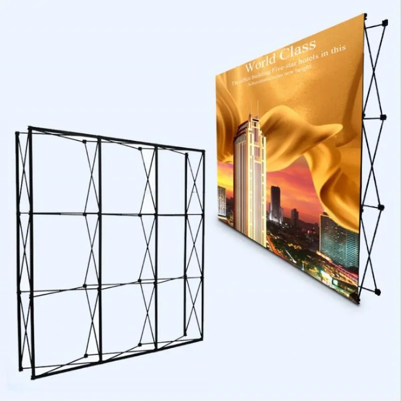 Black Flower Wall Folding Stand for Wedding Backdrops Straight Banner Exhibition Display Frame Trade Advertising Supplies