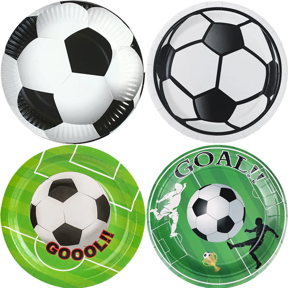 10/50 Stück Fußball-Pappteller 7'' und 9'' Einwegteller Fußball-Thema-Partyzubehör Kindergeburtstag Sportparty-Dekorationen – Detail 1