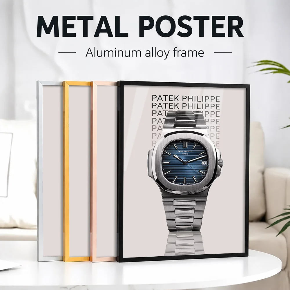 Patek Philippe Nautilus Framed Metal Print Customized Photo Industrial Graphic Style Wall Art For Watch Room Horology Fan Gift