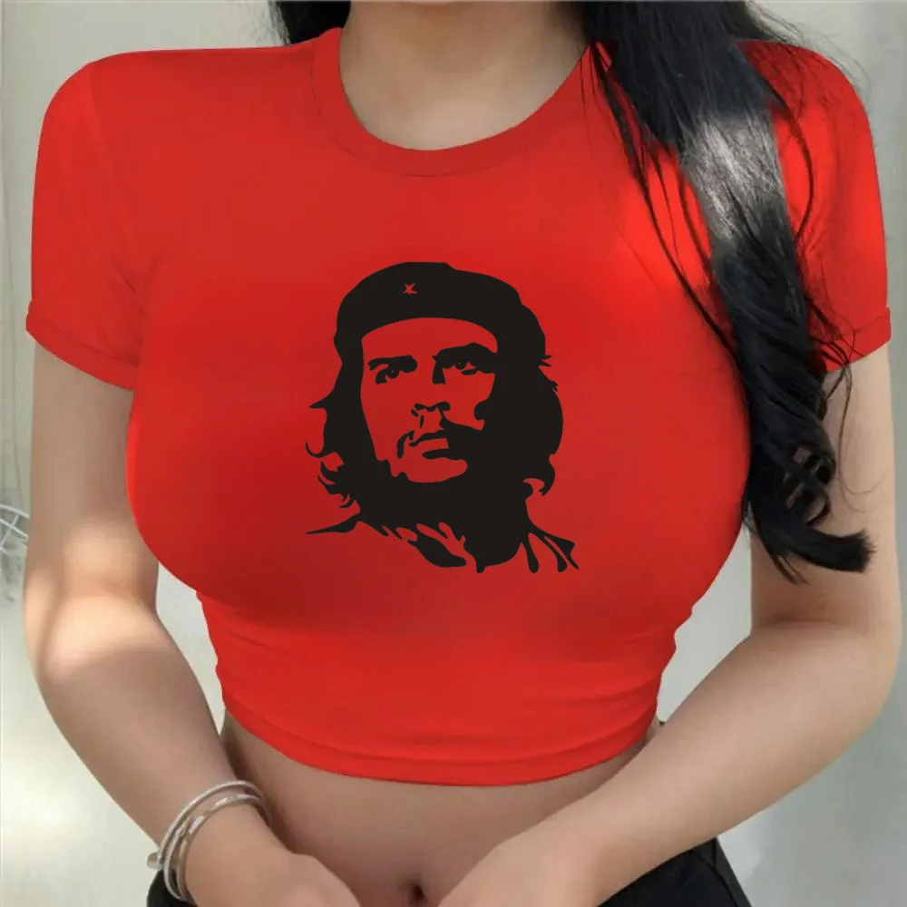 New Summer Women T-Shirt Rock Band che guevara  Clothing Girls Fashion Bear Printing Tops Tees Female Casual Crop Top Streetwear