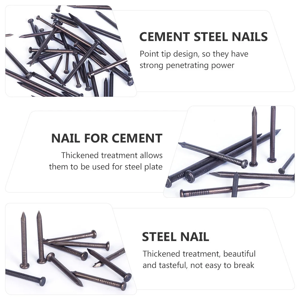 

50Pcs 2.5inch Carbon Steel Nails Thickened Point Tip Wall Cement Concrete High Hardness Corrosion Resistant Black Plated Surface