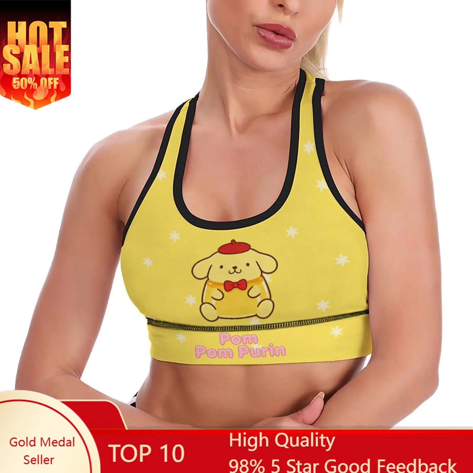 

Pompompurin Sports Tank Top Women Yoga Vest Sanrio Cartoon Sexy Crop Tanks Cute Racerback Tops Soft Undershirt