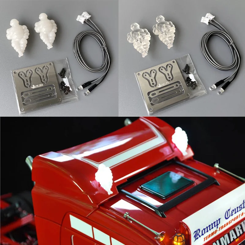 JUWUBA 2 pièces LED poupée lumineuse mise à niveau d'éclairage pour 1/14 Tamiya RC camion SCANIA 770S VOLVO ACTROS AROCS MAN TGX VOLVO