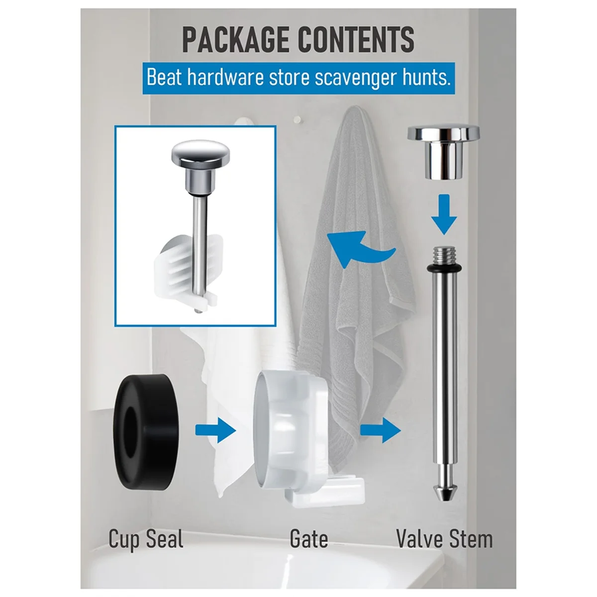 A002 طقم إصلاح محول صنبور الحوض العالمي المكون من قطعتين، قطع غيار إصلاح صنابير حوض الاستحمام المقاومة للتسرب باللون الفضي