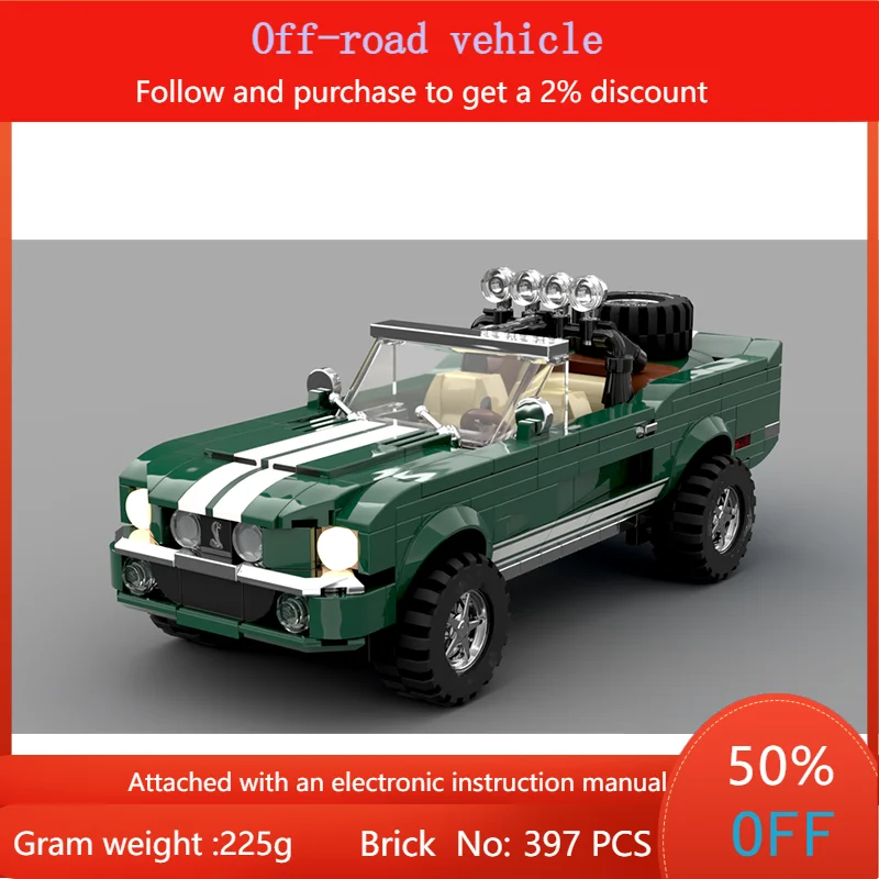 

Модель строительного блока, внедорожник, игрушечный автомобиль, 397 деталей, MOC, конструктор для мальчиков и взрослых, подарок на Рождество и день рождения
