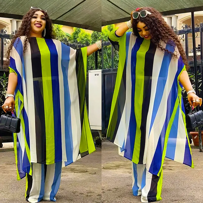 

2 Piece Set Women Clothes Dashiki Diamond African Tops And Pants Trousers Suits 2023 Plus Size Party Clothing for Lady Outfits