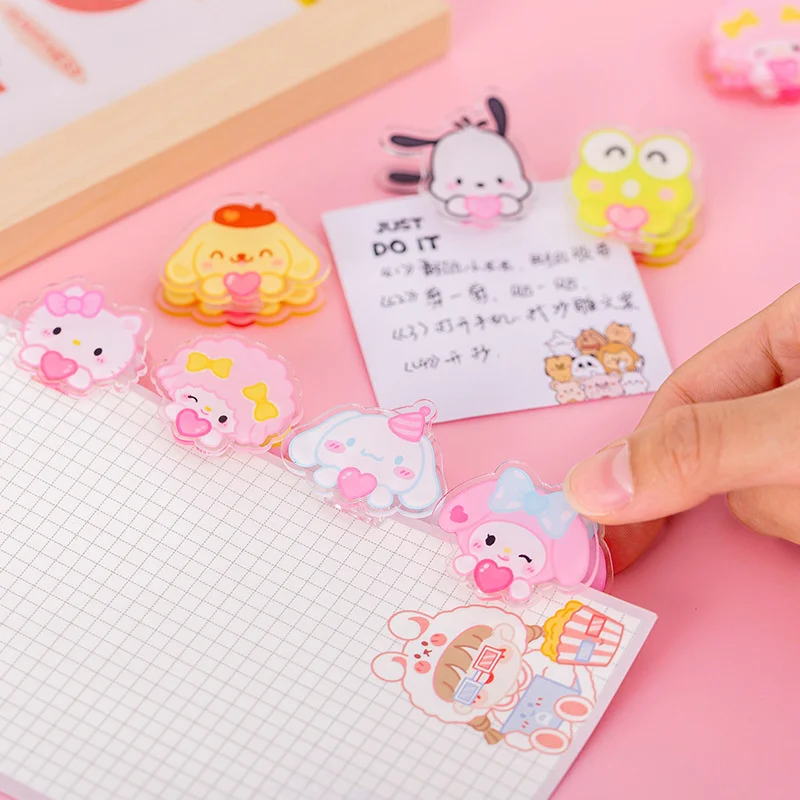 Imagem -04 - Sanrio Kuromi Melody Kitty Clipe Acrílico Bonito Photo Craft Decoração Faça Você Mesmo Notas Carta Clipes de Papel Escritório Material Escolar 16 Pcs por Lote