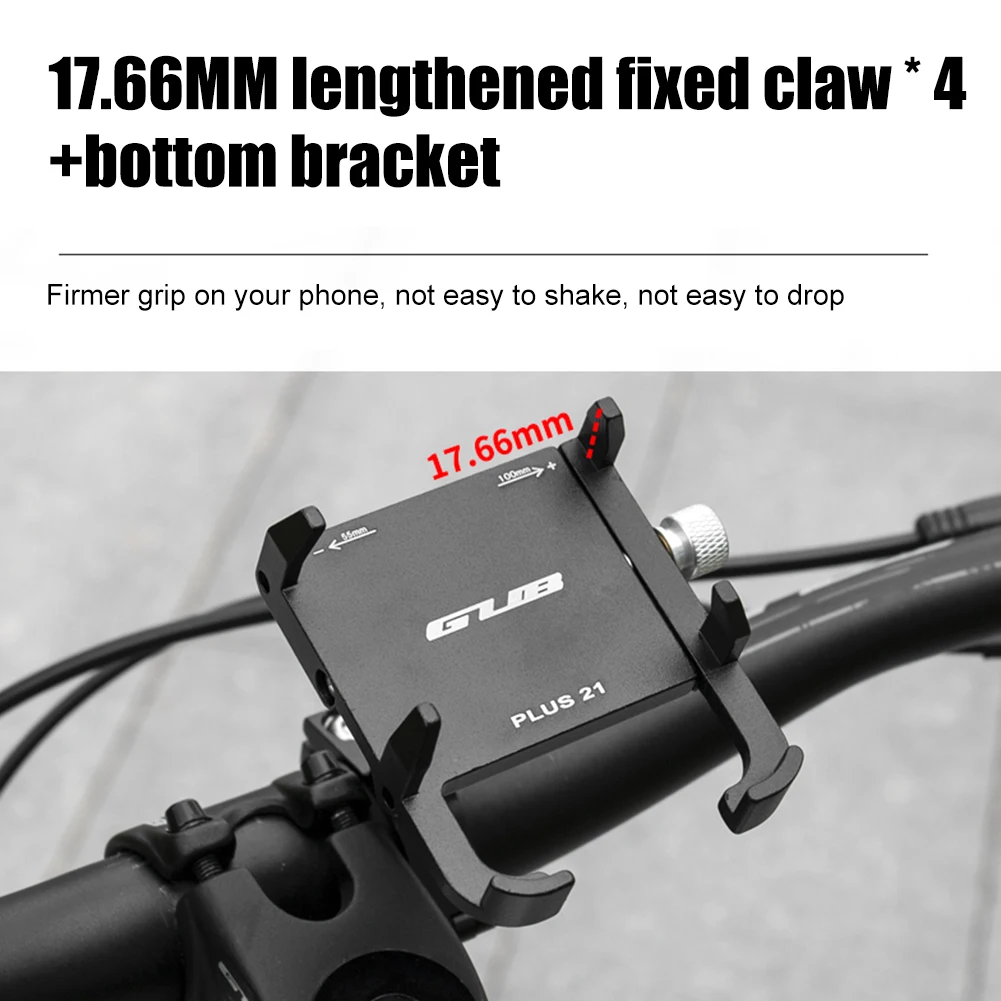 GUB PLUS 21 Motorcycle Bike Phone Holder Aluminum Alloy Cell Phone Holder Bracket Rotatable Adjustable Anti-slip Cycling Parts