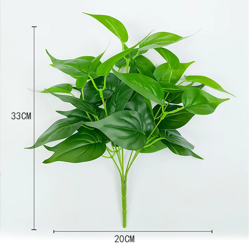33 cm 7 Gabeln Künstliche Pflanzen Gefälschte Desktop Blatt Pflanze Wand Gras Kunststoff Baum Zweig Floral Kleine Creeper Für Home Office decor – Detail 3