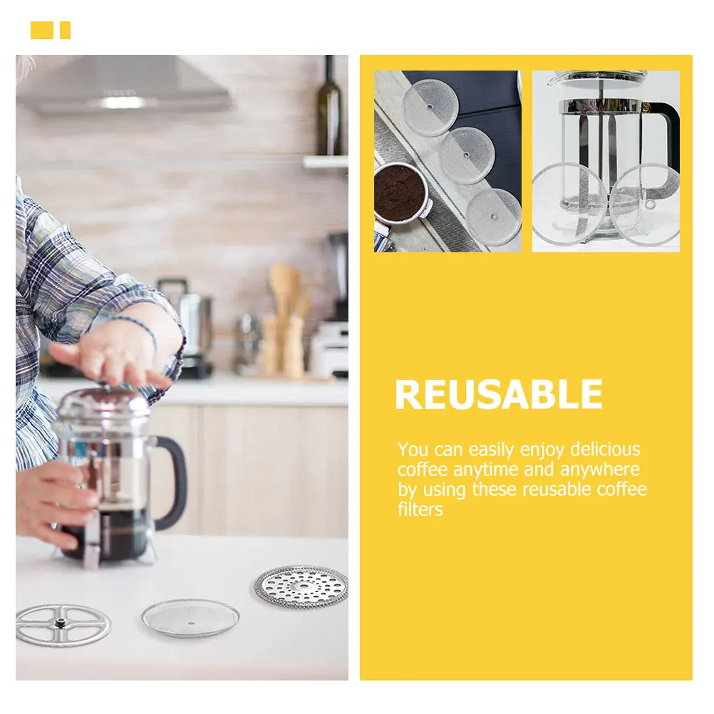 

6 Pcs Coffee Filter Reusable Filters Strainer for Ground Stainless Espresso Mesh