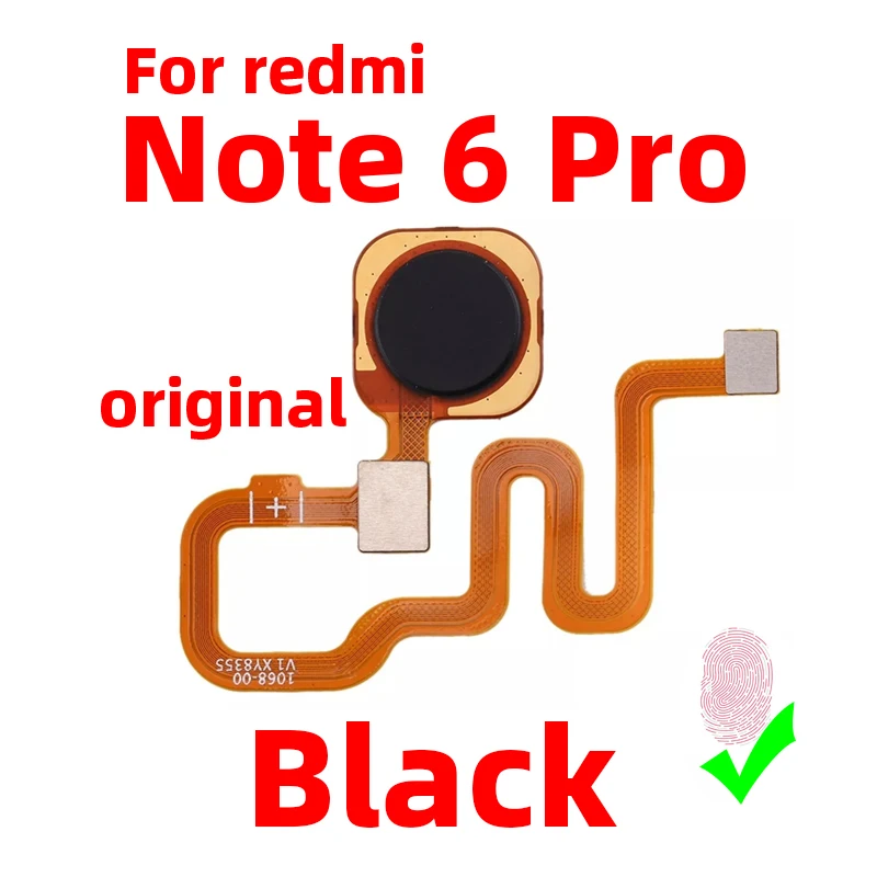 Original For Xiaomi redmi Note 6 pro Fingerprint Sensor Home Return Key Menu Power Button Flex Ribbon Cable