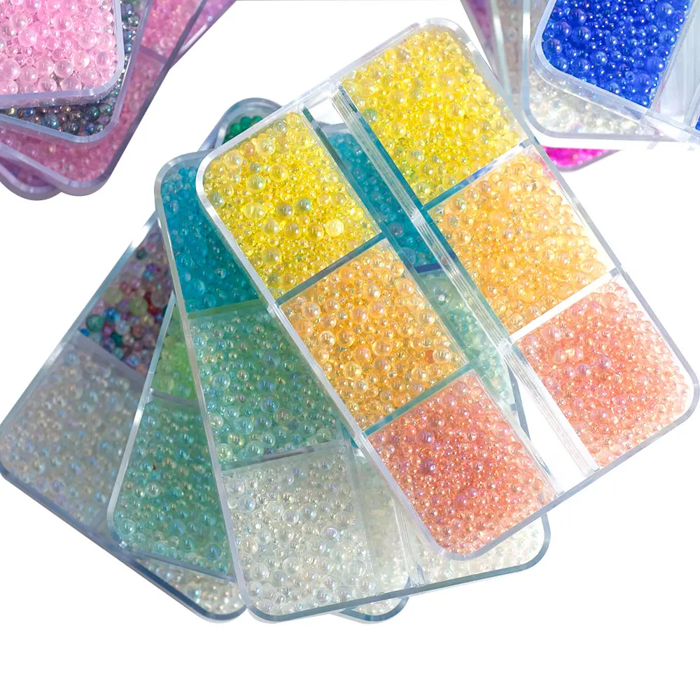 1Box 1-3mm Mixed Size Mini Bubble Ball Beads Multicolor Caviar Crystal AB Glass Rhinestone For DIY Nail Art Decoration