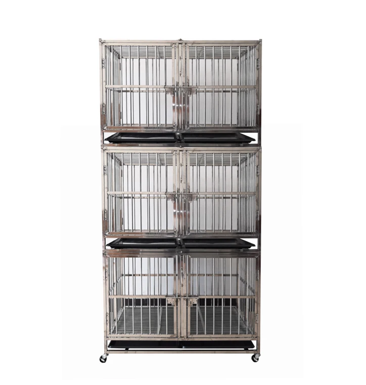 Stackable Pet Cage Indoor/outdoor Kennel Dog Cage for Sale Medium and Small Kennel Three-story 6-door Stainless Steel Animal T/T