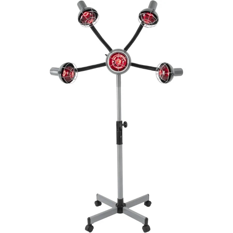 

Инфракрасная тепловая лампа, красный свет, 5 головок, 750 Вт, цветной процессор, регулируемая высота, портативный напольный фен для окрашивания волос в салоне