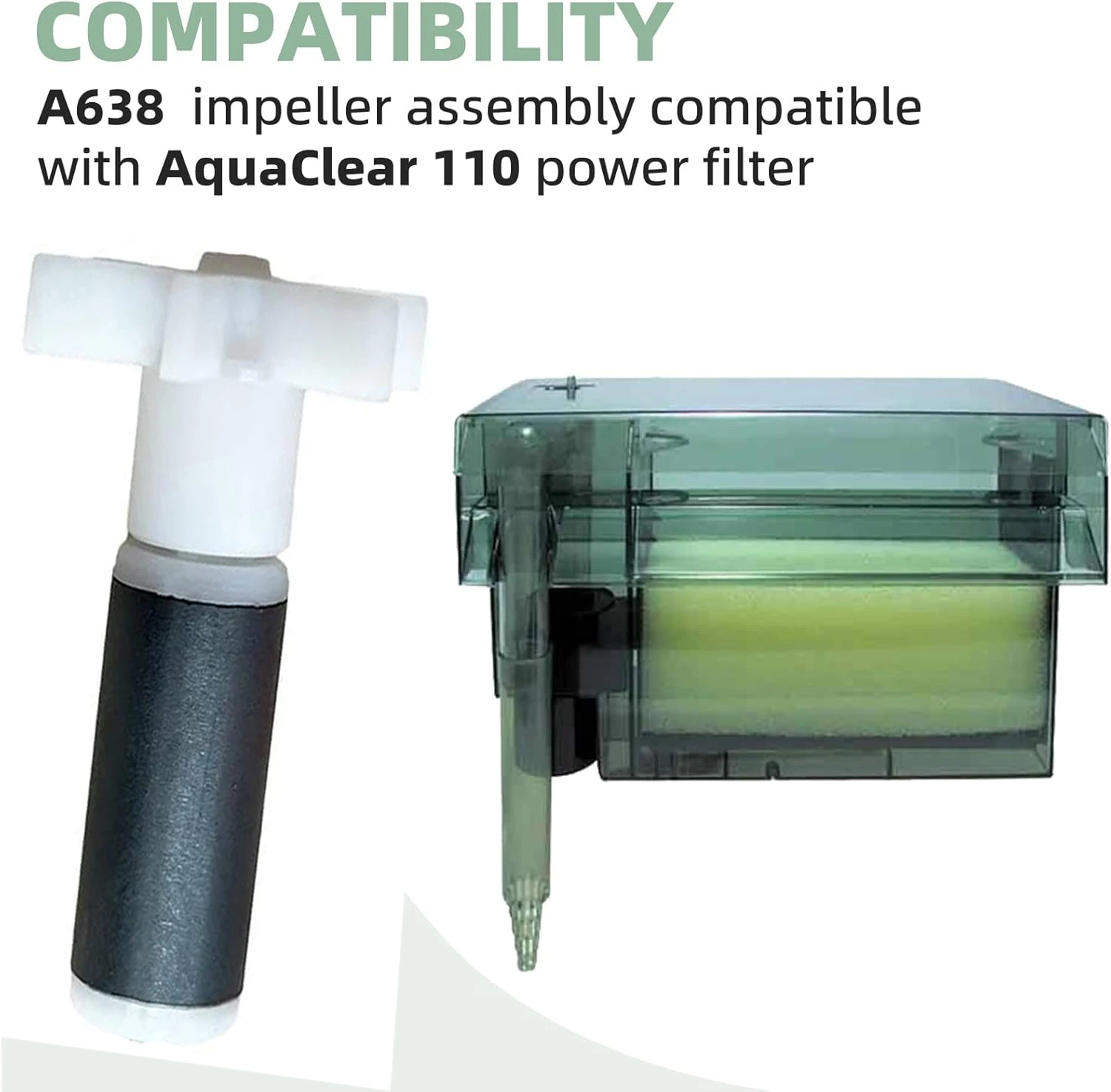 Enhanced version A638 Aquarium Magnetic Impeller Compatible with Aquaclear 110 Power Filter HGA620 Replacement Fish Aquarium