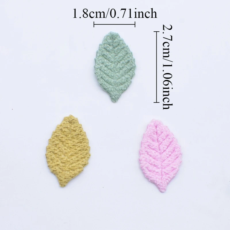 100Pcs 1.8*2.7cm Leaf Padded Appliques for Clothes Shoes Socks Scarves Sewing Patches Accessories DIY Hair Clips Earing Decor