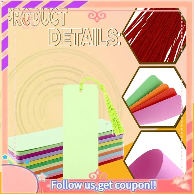 

Upgraded 100 Pack Blank Color Bookmarks Cardstock With 100 Pcs Colorful Tassels, Craft DIY Paper Bookmarks For DIY Craft Project
