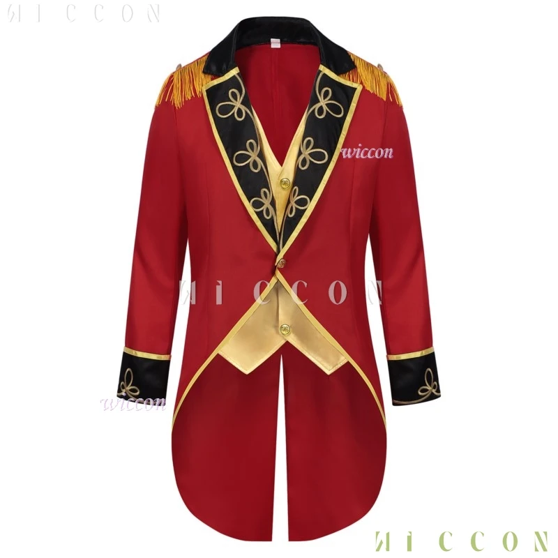 2025 서커스 Ringmaster Mens 코스프레 유니폼 중세 빈티지 코트 스탠드 칼라 Jackt Princess Stage Show Performance Costum