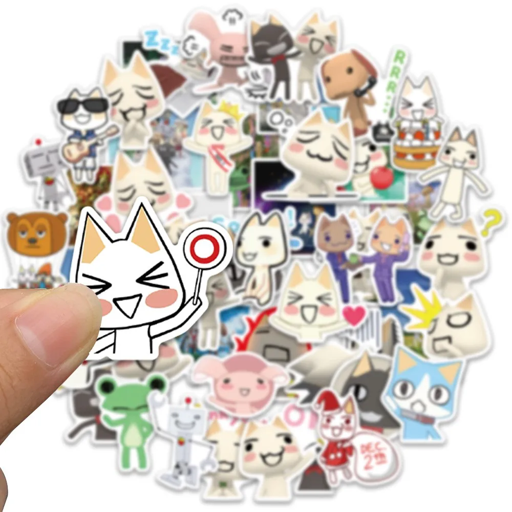 50Pcs Cartoon Toro Inoue Cat Stickers Kawaii Waterproof Graffiti Vinyl Decals for laptop Guitar Suitcase Skateboard Kids Gift