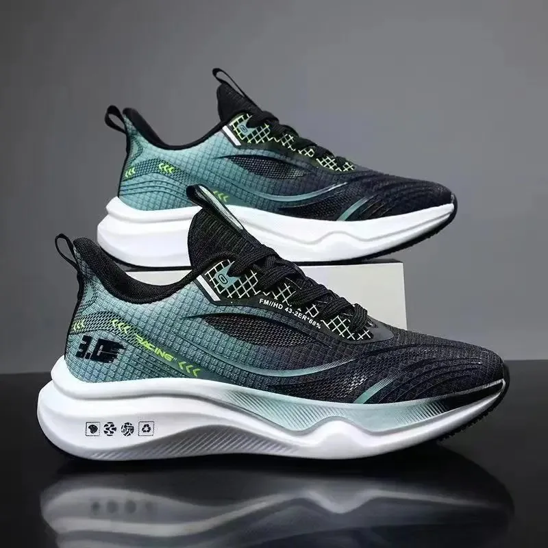 Men's Knit Breathable Running Shoes Women Lace Up Comfy Soft Sole Sneakers for Outdoor Jogging, Spring and Summer Cushioining