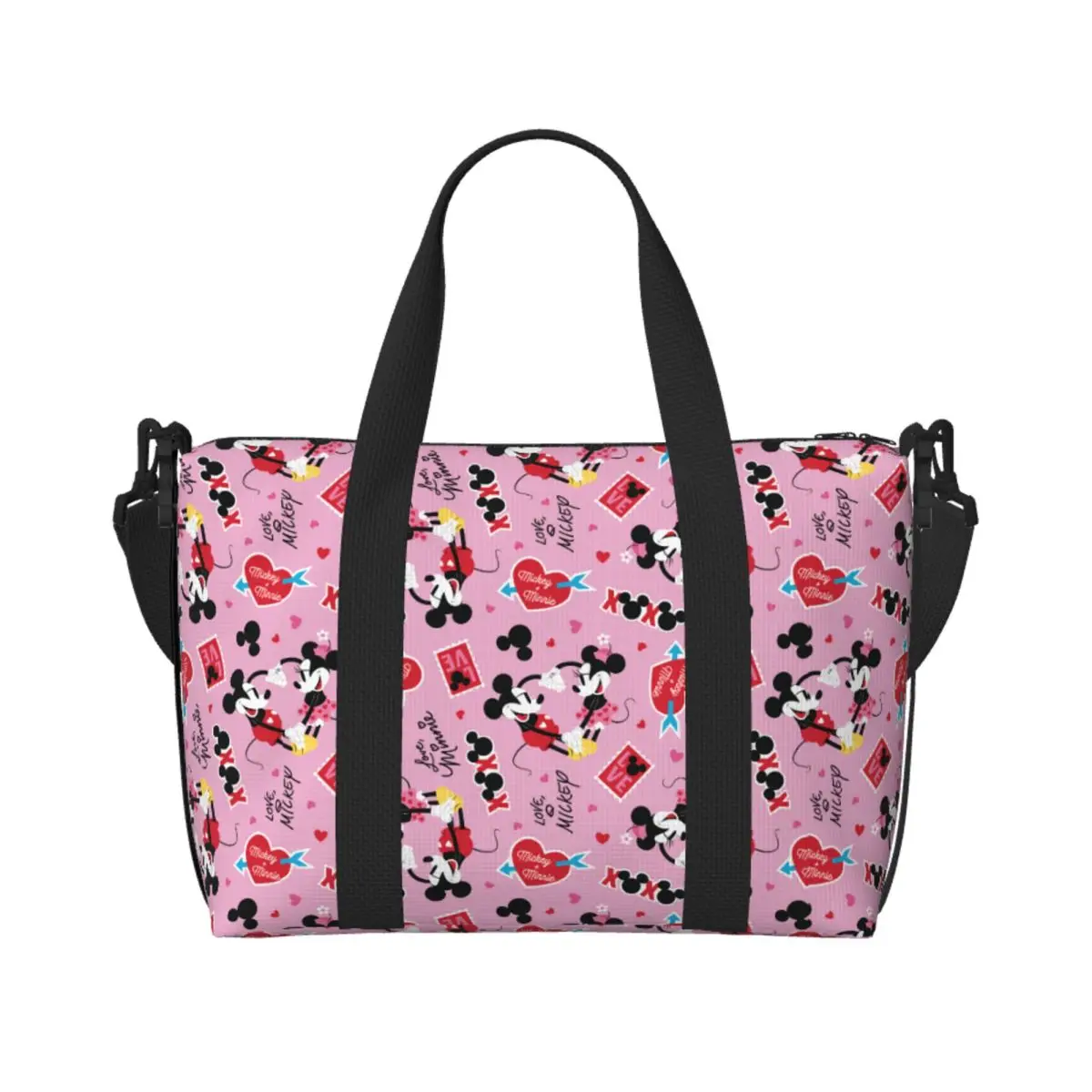 

Сумки для покупок на День святого Валентина с Микки Маусом, сумки для покупок, женские большие вместительные сумки с Минни, аниме, тренажерный зал, пляжные дорожные сумки