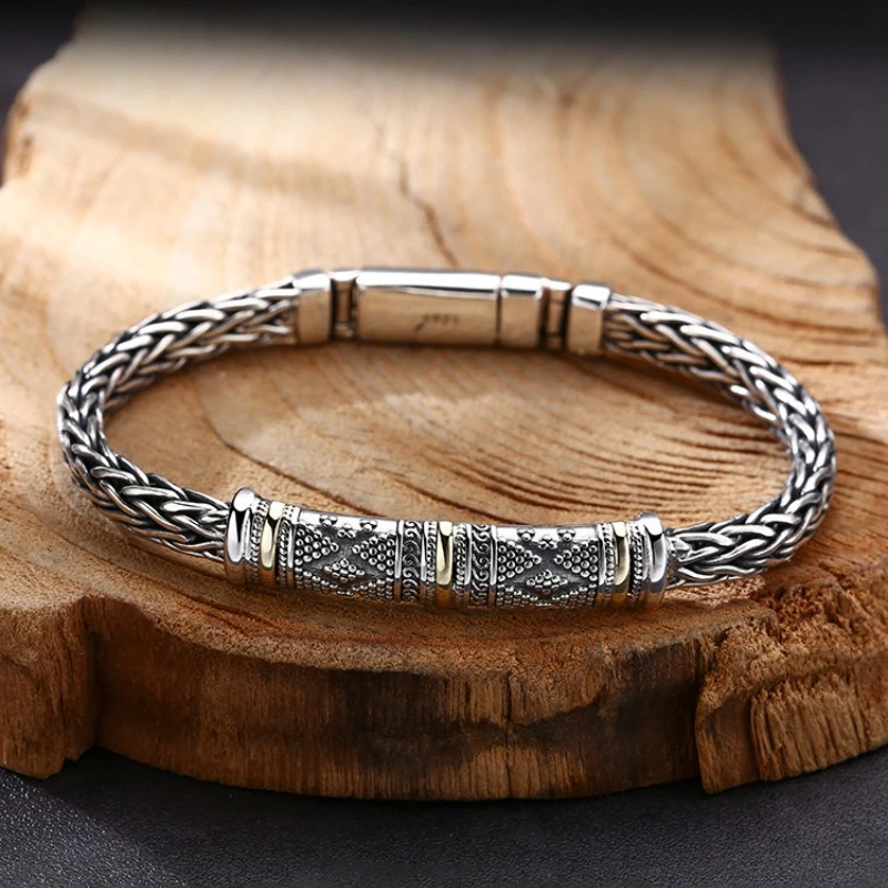 

New Personalized Braided 5mm Tang Grass Pattern Bracelet Domineering Trendy Retro Distressed Series Fashion Jewelry